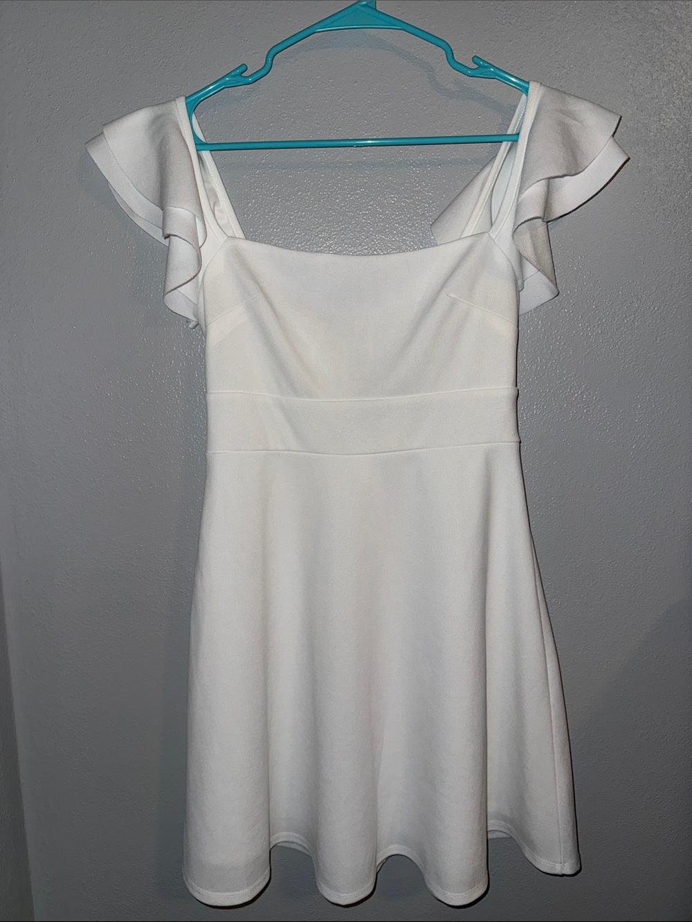White Ruffle Sleeve A-Line Dress